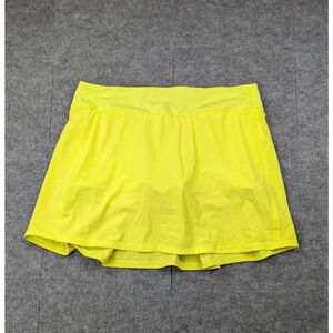 Lululemon Pace Rival Skirt Womens 12 Highlighter Yellow Skort Athleisure Tennis